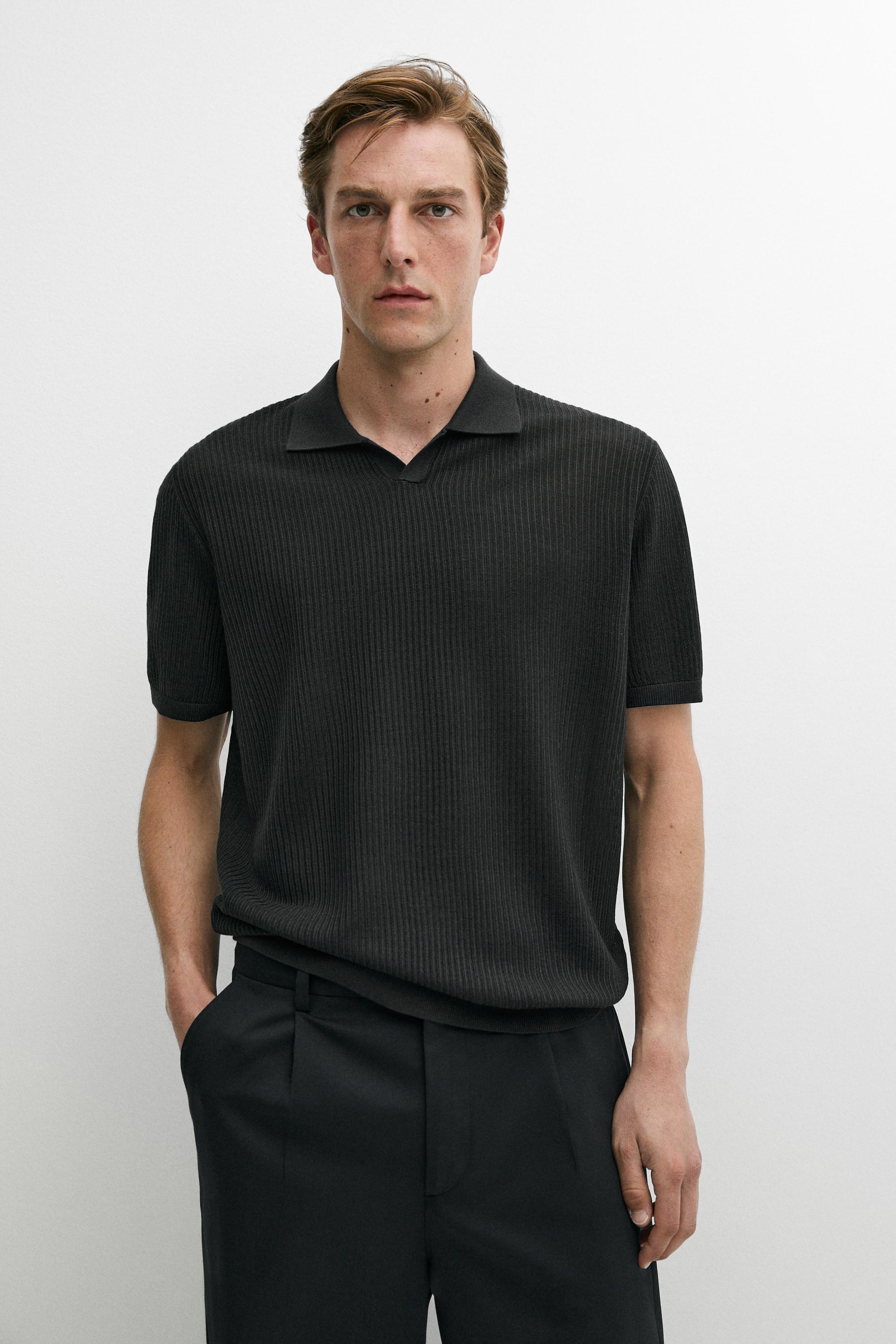 Wool blend short sleeve knit polo